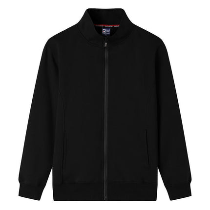 Autumn and winter stand collar sweater custom work clothes long sleeve mobile phone shop men's and women's work cardigan plus velvet coat logo