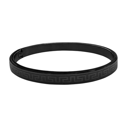 Fashionable Stainless Steel Buckle Bracelets for Men and Women, Great Wall Pattern, Multiple Sizes, Ready-Made Wholesale Accessories