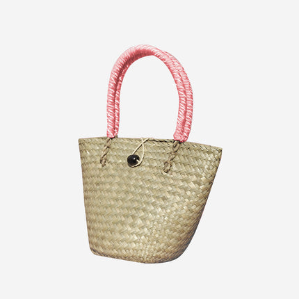 Cross-Border Summer New Fashion Straw Woven Handbag Large Capacity Bucket Bag 2025 Versatile Beach Straw Bag