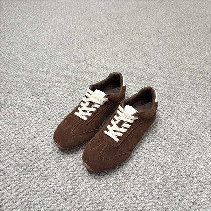 Women's Casual Flat Shoes 2025 Autumn and Winter New Classic Versatile Lace-Up Color-Blocking Sneakers Running Shoes