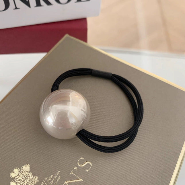 Cross-Border Popular Xiaohongshu Popular Dongdaemun Same Style Basic Large Pearl Hair Rope Women's Versatile Rubber Band Head Accessories