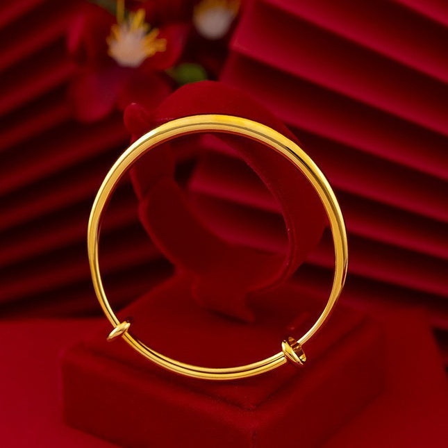 Vietnam Sha Jin Round Belly Smoothed Push-Pull Bracelet Brass Gold-Plated Women's Fashion Simple Jewelry Live Supply