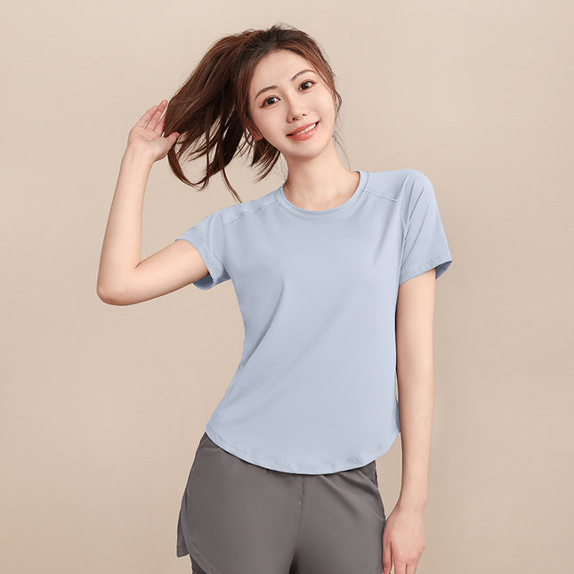 Plus Size Sports Suit for Women Summer New Fat mm Loose Quick-Drying Short-Sleeved Outdoor Morning Running Mountaineering Sweat Yoga Clothes