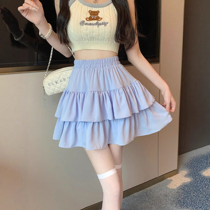 Plus Size Skirt for Women in Spring and Summer, Super Popular Pear-Shaped Figure, High-Waisted A-Line Cake Skirt, Small Fluffy Short Skirt