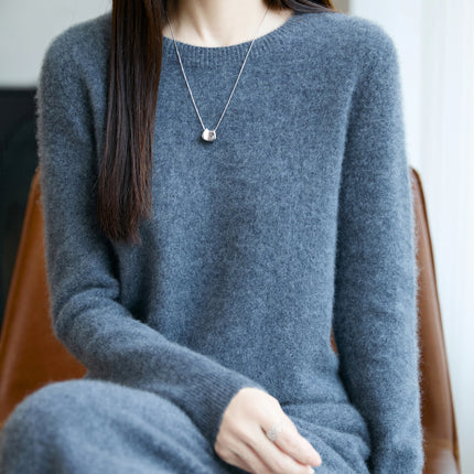 One-Line Ready-To-Wear Round Neck Wool Sweater Seamless Stereo Knitted 100% Wool Zero-Touch Autumn and Winter Seamless Base Sweater