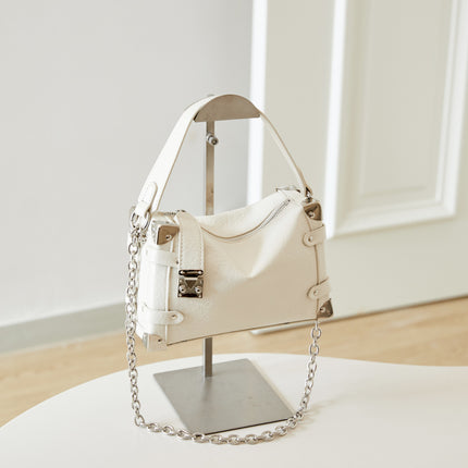 Chanel Style Chain Hand Bag 2024 Retro Square Soft Box Bag Genuine Leather Pillow Bag Shoulder Crossbody Women's Bag