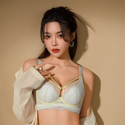 Underwear Women's Big Chest Slimming Adjustable Gather-up Summer Thin Soft Steel Ring Anti-sagging Rabbit Cup Bra