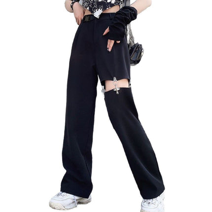 Summer Spicy Girl Street Fashion Hollow-Out Dress Pants Ins High Street Girl Stylish Thin Casual Pants Designer Pants