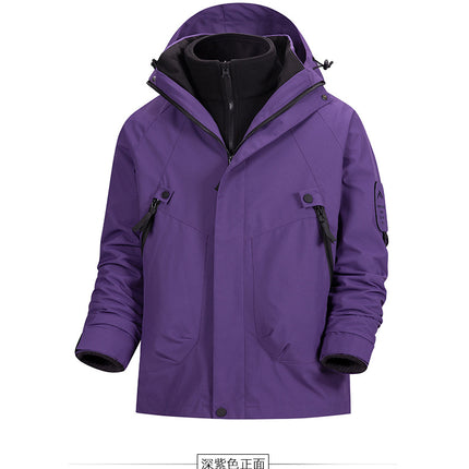 2025 New Style Jacket for Men and Women, Three-In-One Mountaineering Jacket, Windproof, Waterproof, Warm Work Clothes, Group Purchase Printing