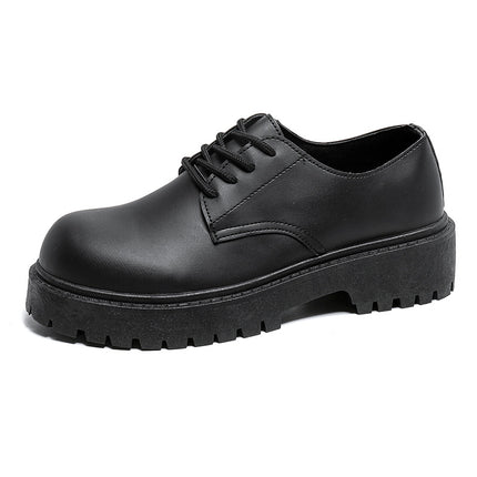 Cross-border plus size men's leather shoes 2024 new autumn niche British casual men's shoes thick bottom increased black big head