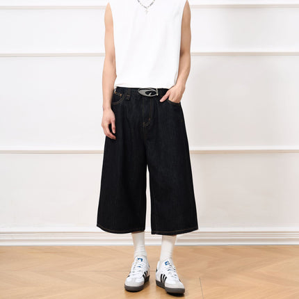 JIMAU New American Style Retro Original Bull Baggy jeans Cropped Jeans Men's Straight Loose Unisex Wide Leg