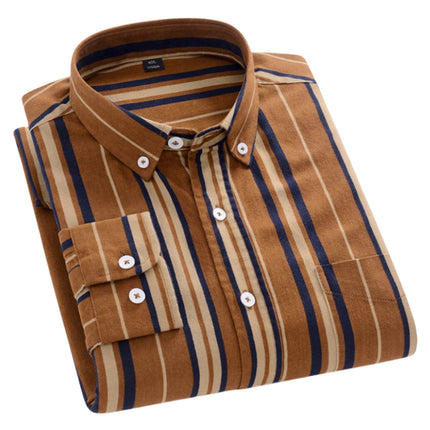 Men's Shirts New Style Retro Cotton Shirts Men's Long-Sleeved Striped Loose Korean Style Pure Cotton Breathable Shirts Men's Wholesale