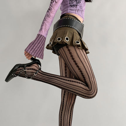 Internet Celebrity Retro Sexy Lace Pantyhose Gray Fishnet Stockings Spider Pattern Black Silk Fine Mesh Black Leggings