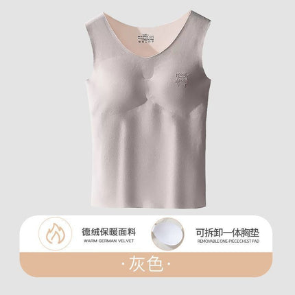 Cross-Border Foreign Trade Popular German Velvet Thermal Underwear for Students with Chest Pads, Double-Sided Brushed Girls' Cold-Proof Vest