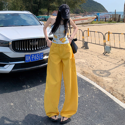American Outline Scimitar Wide Leg Jeans Women's 2025 Spring and Summer New Style Straight High Waist Loose Slimming Mop Pants