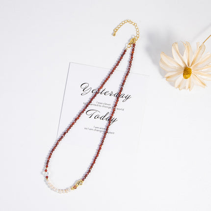 Natural Freshwater Pearl Necklace Imported Zircon Beaded Cutting High-grade Sense Exquisite All-match Love Pendant Necklace Women