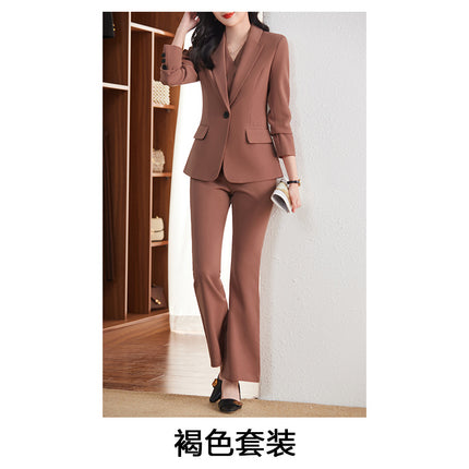 Blue suit suit female 2024 spring and autumn long sleeve professional self-cultivation temperament goddess fan manager white collar tooling suit