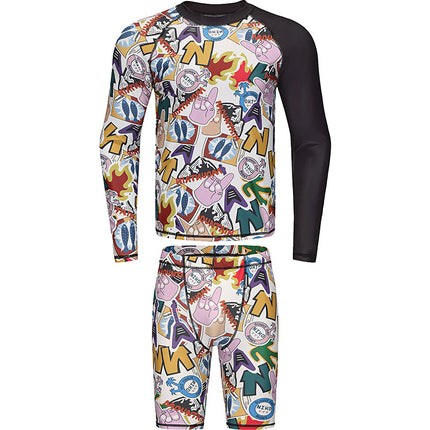 Men's Swimsuit Long-Sleeved Split Sun Protection Swimsuit Men's Adult Anti-Embarrassment Youth Boxer Surfing Swimsuit