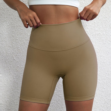 Wholesale Women's Slim Yoga Riding Shorts Sanding High Elastic Sports Fitness Quarterpants Inside Pocket Short