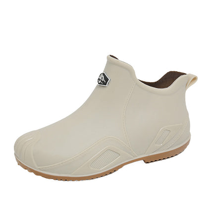 Free Shipping for One Piece, Cross-Border Flat-Soled Low-Top Water Boots for Men, Wear-Resistant, Fashionable Plastic Rain Boots for Men