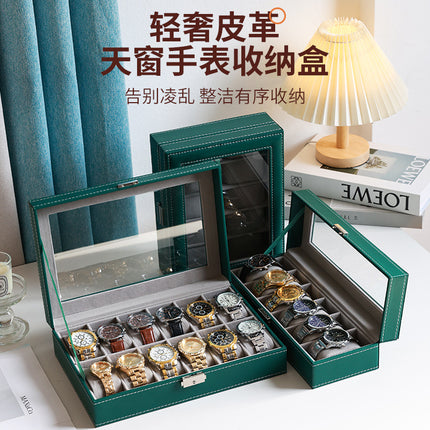2025 New Leather Watch Box Storage Box with Lock Home Watch Organizer Display Box Mechanical Watch Jewelry Box