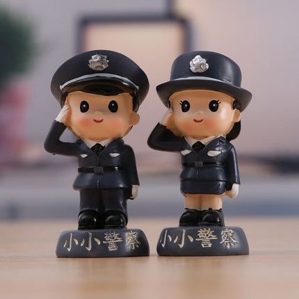Resin Crafts Small Police Officer Exquisite 3D Figurine Decoration Special Forces Car Dashboard Ornament
