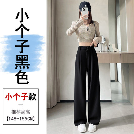 Grey high-end suit pants women's spring and autumn drape pants 2024 new small straight pants narrow wide leg pants