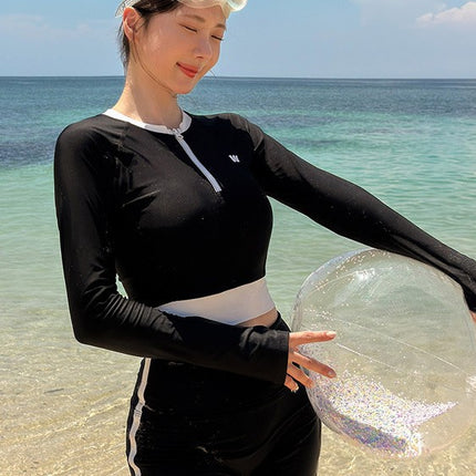 2025 Korean Long-Sleeved Swimsuit Women's Slimming Look Split Swimsuit Wetsuit Jellyfish Suit Snorkeling Suit Bikini