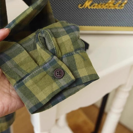 Spring and Autumn Western Style Fashionable Simple Atmospheric Contrast Color Plaid Shirt Women's Lazy Style Stacked Wear Inner Scrub Plaid Top
