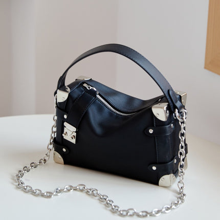Chanel Style Chain Hand Bag 2024 Retro Square Soft Box Bag Genuine Leather Pillow Bag Shoulder Crossbody Women's Bag