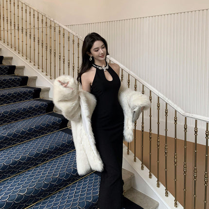 2025 Sexy Party Dress Cross-border New Entry Light Luxury Backless Long Set Diamond Slim-fit Backless dress