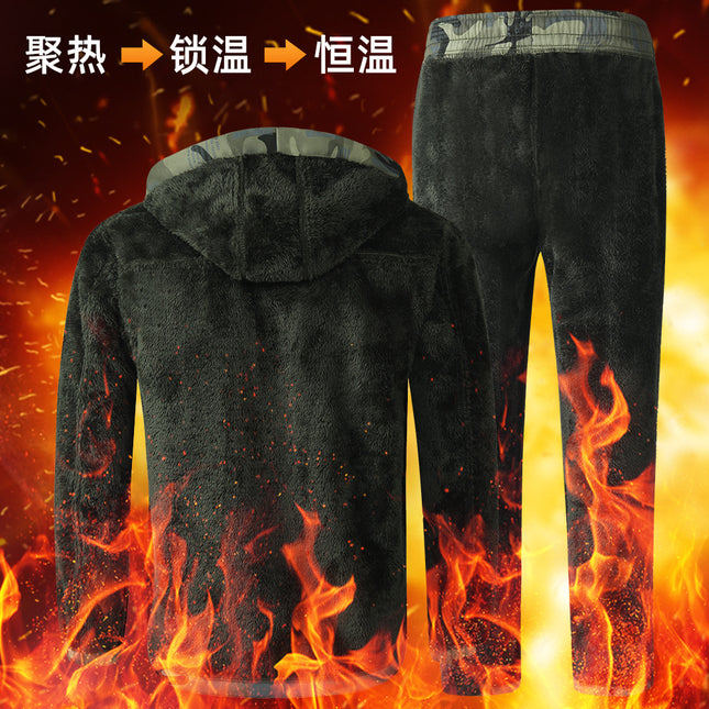 Cashmere Suit Autumn and Winter Men's Work Clothes Thickened Cold-proof Windproof Waterproof Warm Cycling Mountaineering Suit Outdoor