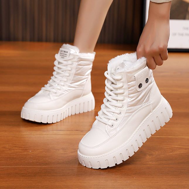 High-Top Dad Shoes for Women, Popular Model, 2026 Winter New Style, Fleece-Lined and Thickened Cotton Shoes, Casual Sports Shoes Zy-12297