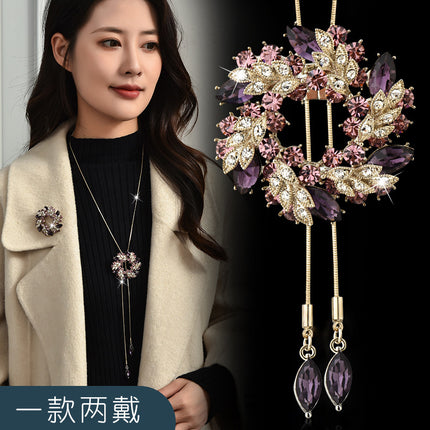 Factory Direct Autumn and Winter All-match sweater chain fashionable temperament spiral flower long necklace for women one two-piece corsage