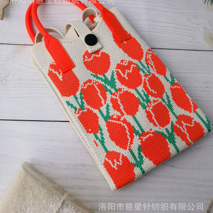 Girl's Heart-Shaped Knitted Crossbody Bag