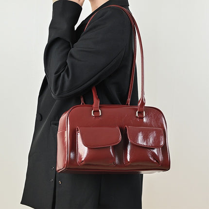 2025 New Tote Bag Large Capacity Bag Women's Shoulder Armpit Bag Oil Wax Leather Bag Double Bag Casual Handbag