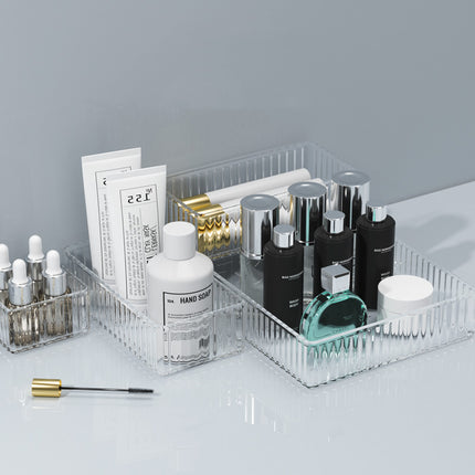 Transparent Wavy Drawer Storage Box Can Be Stacked with Storage Racks Desktop Cosmetics Storage Basket Sundry Partition Box