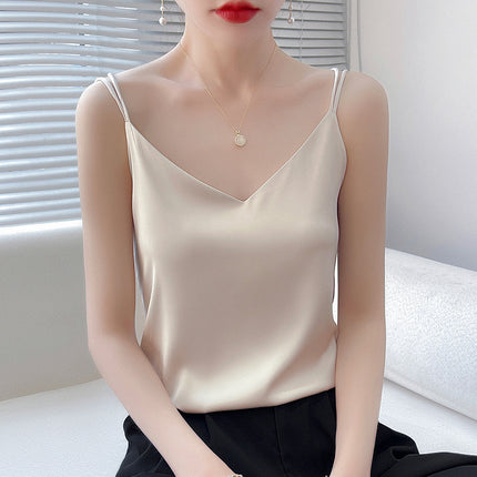 2025 Summer Silk Beauty Back Camisole Women's Acetate Top Sexy Bottoming Shirt Summer Outer Suit