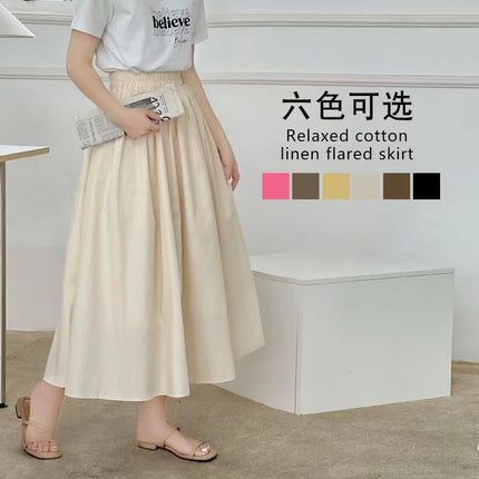 2025 New Product Japan Rakuten Bright Colorful Cotton Long Skirt Half Skirt Pure Cotton Flared Pleated Skirt