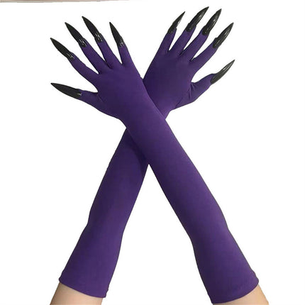 48cm European and American Fashion Halloween Gloves Long Nails Ghost Claw Gloves Long Performance Props Costume Black Red Claw