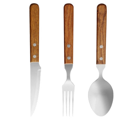 Cross-border Wooden Handle Steak Knife and Fork Two-piece Set Household Western-style Tableware Stainless Steel Main Knife Dishpoint Fork in stock Batch