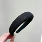 1#Black velvet wide-brimmed sponge headband