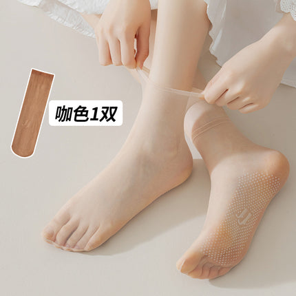 Non-slip short stockings ultra-thin summer stockings anti-snag silk crystal socks dispensing steel stockings flesh-colored socks women's socks