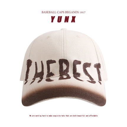 American Retro Washed Letter Large Head Circumference Baseball Cap for Women, Face-Slimming Versatile Fashion Simple Duckbill Cap for Men Casual