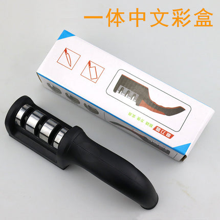 Cross-border household black three-section four-section sharpener integrated fast sharpening diamond pipe sharpener