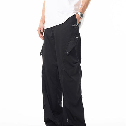 American Style Retro Army Green Tooling Paratrooper Pants Men's Summer Wrinkled Design Sense Wide Leg Loose Straight Casual Pants