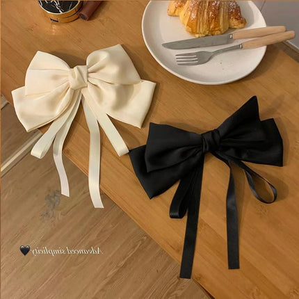 Summer big bow ribbon hairpin women's high-grade back head top clip spring clip hairpin clip hair accessories 17cm