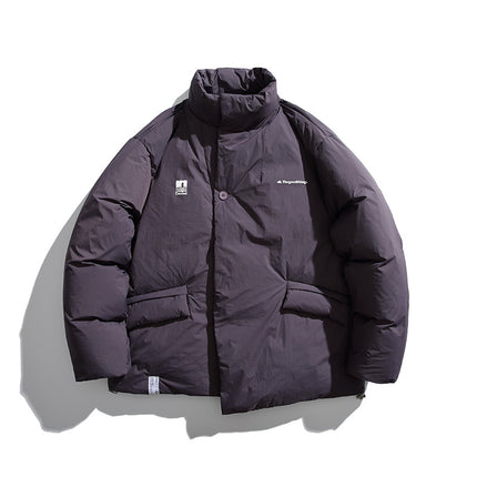 Winter new Japanese family couple neutral crumpled letters loose windproof cold-resistant trendy down jacket