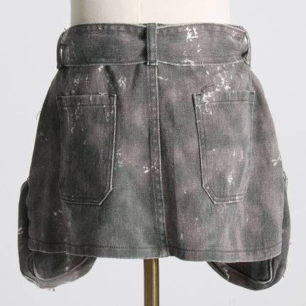 European and American Sexy Hot Girl Short Skirt 2026 Spring New Fashion Lace-Up Waist-Cinching Pocket Zipper Design Half Skirt for Women