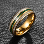 Gold-plated three-slot silver thread stainless steel ring / No. 7